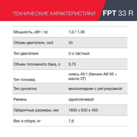FUBAG Бензиновый триммер FPT 33R + Триммерная леска сечение витой квадрат L 130 м * 2.4 мм в ПОДАРОК в Ростове-на-Дону фото