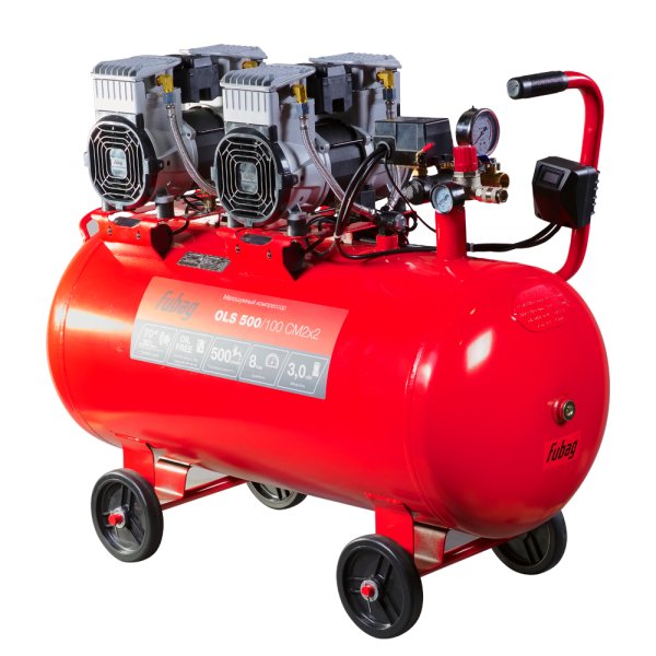 Компрессор воздушный безмасляный малошумный FUBAG OLS 500/100 CM2х2 + Набор пневмоинструмента (5 предметов) в ПОДАРОК в Ростове-на-Дону фото