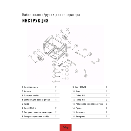 Комплект колес и ручек для генераторов FUBAG в Ростове-на-Дону фото
